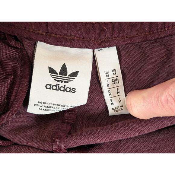 Adidas Originals Burgundy 3-Stripe Track Pants Joggers Women’s M - Picture 8 of 12